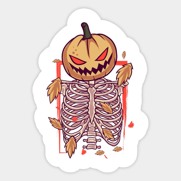 Ribs Pumpkin Sticker by DionArts